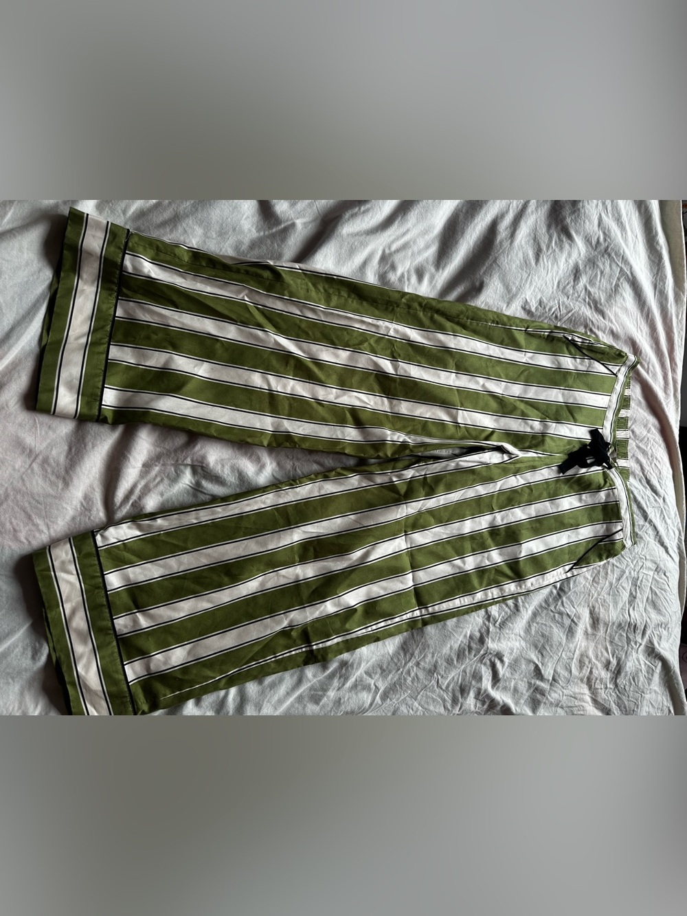 Cyberjammies Nancy Stripe Pajama Set Sage Green Cotton Modal Size 44 - Picture 3 of 13